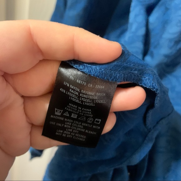 Anthropologie Holding Horses Blue Print Slit Sleeve Dress size Small - Picture 9 of 10